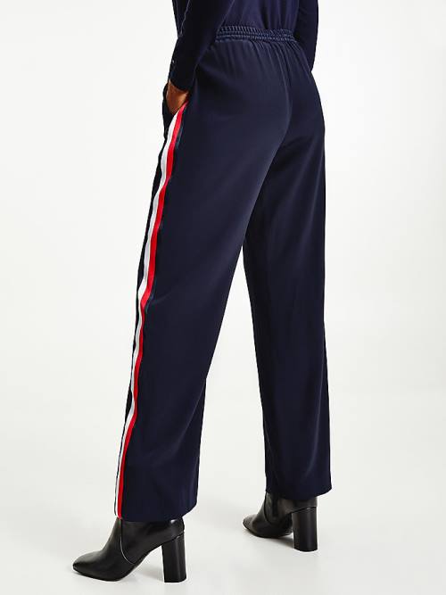 Tommy Hilfiger Crepe Relaxed Fit Pull-On Ženske Hlače Modra | TH564CBG