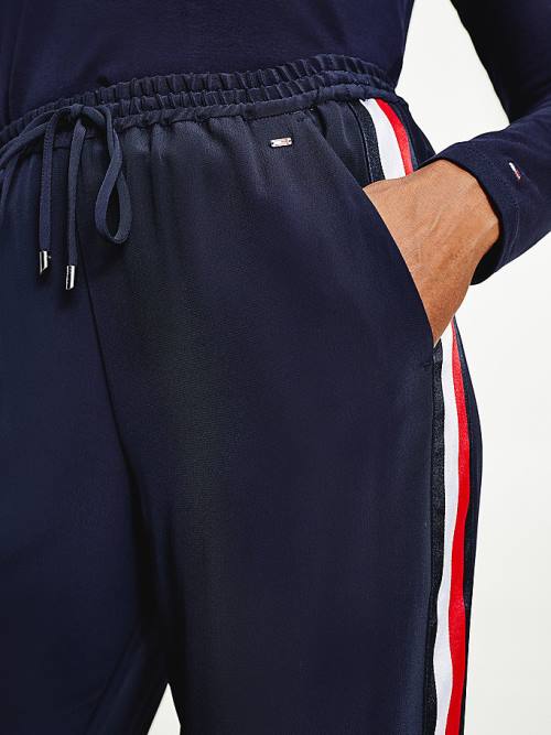Tommy Hilfiger Crepe Relaxed Fit Pull-On Ženske Hlače Modra | TH564CBG