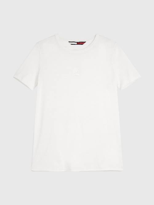 Tommy Hilfiger Crest Embroidery Wool Silk Ženske Majice Bela | TH728YUW