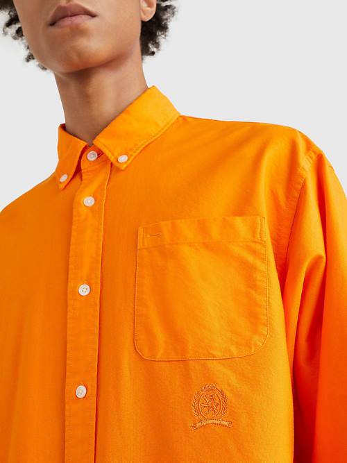 Tommy Hilfiger Crest Pure Cotton Oxford Moški Srajce Oranžna | TH254YAB