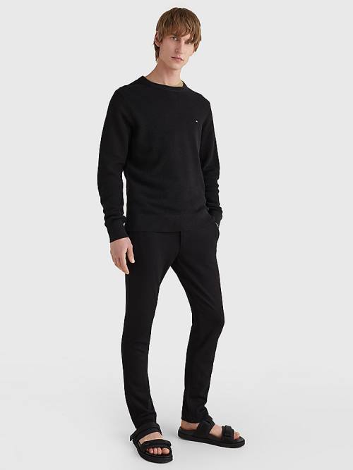 Tommy Hilfiger Crew Neck Jumper Moški Puloverji Črna | TH259LSC