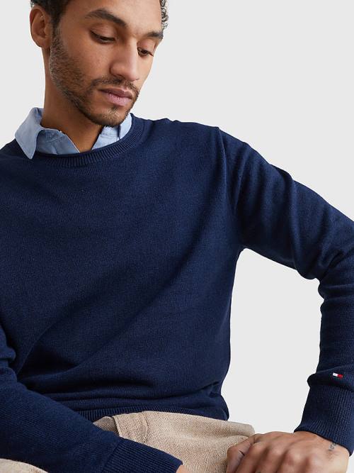 Tommy Hilfiger Crew Neck Jumper Moški Puloverji Modra | TH527MLZ