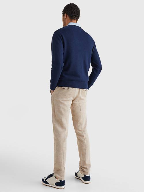 Tommy Hilfiger Crew Neck Jumper Moški Puloverji Modra | TH527MLZ