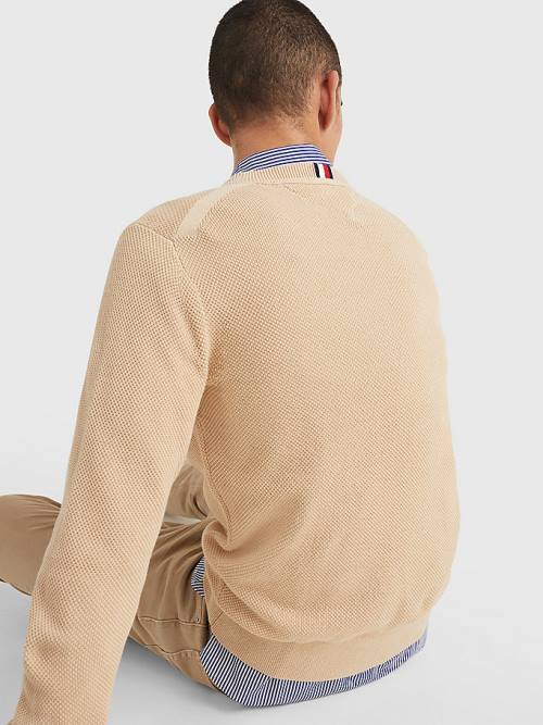 Tommy Hilfiger Crew Neck Jumper Moški Puloverji Bež | TH641BAP