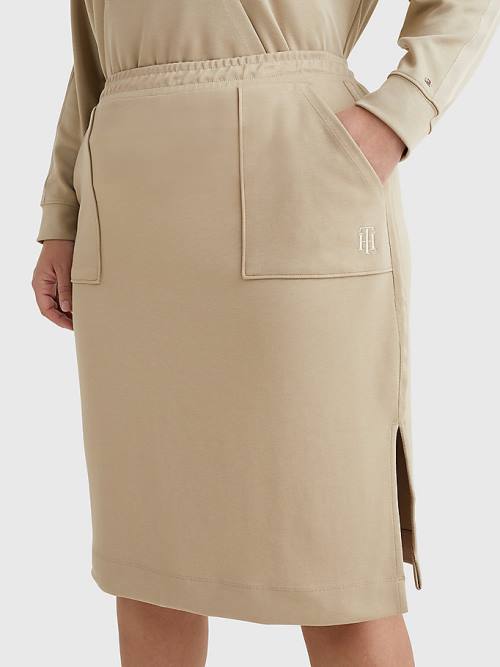 Tommy Hilfiger Curve Interlock Knee Length Ženske Krilo Bež | TH710ZUT