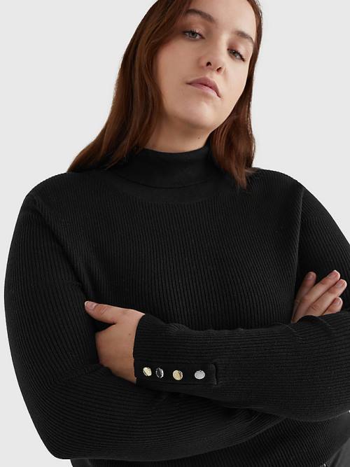 Tommy Hilfiger Curve Roll Neck Jumper Ženske Puloverji Črna | TH470QLH