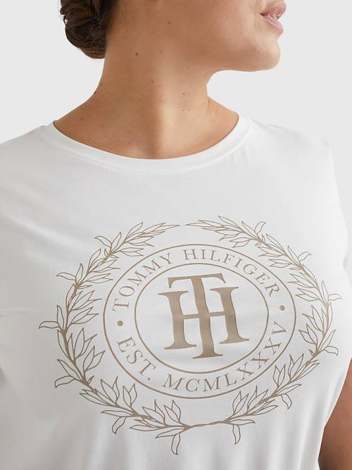 Tommy Hilfiger Curve Sueded Crest Ženske Majice Bela | TH231UXS