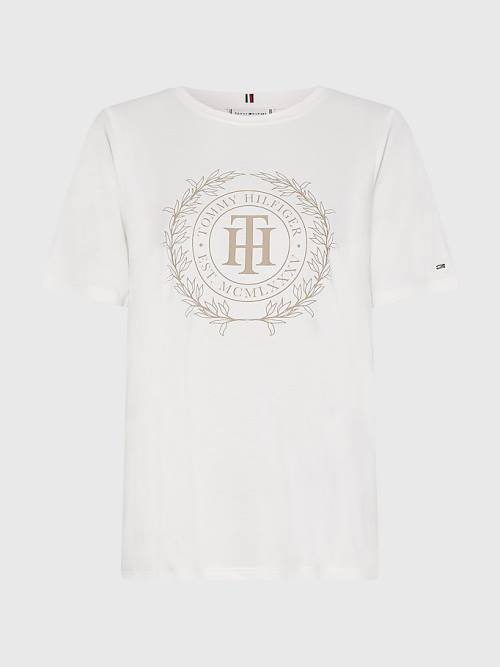 Tommy Hilfiger Curve Sueded Crest Ženske Majice Bela | TH231UXS