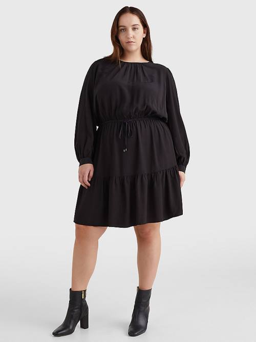 Tommy Hilfiger Curve Viscose Fit and Flare Ženske Obleke Črna | TH127CXD