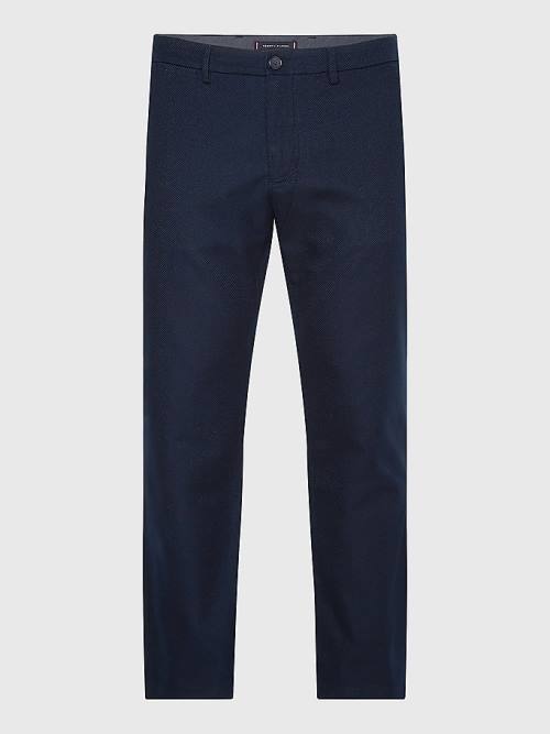 Tommy Hilfiger Denton Basket Weave Straight Fit Chinos Moški Hlače Modra | TH049NLU