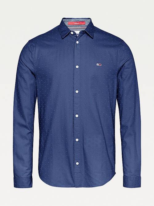 Tommy Hilfiger Dobby Twill Moški Srajce Modra | TH745WOZ