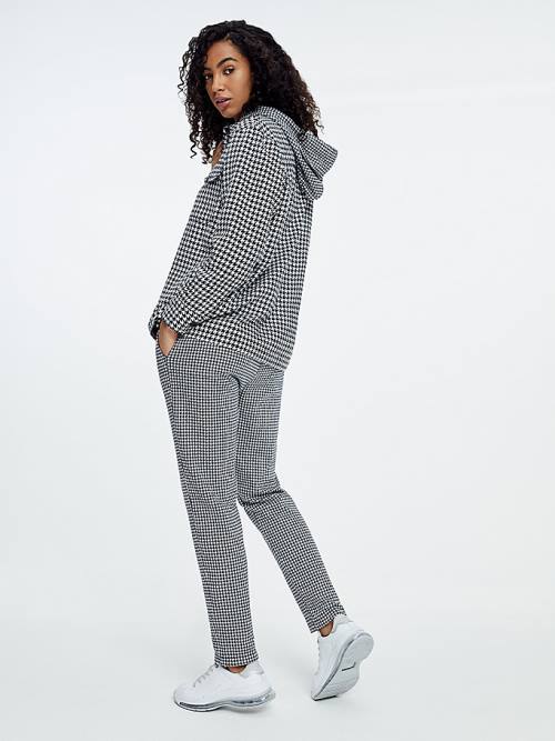 Tommy Hilfiger Double Breasted Houndstooth Virgin Wool Ženske Suknjič Modra | TH419SEM