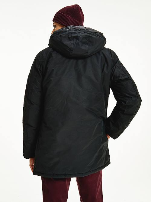 Tommy Hilfiger Dry Wax Filled Rockie Parka Moški Plašč Črna | TH205IWV