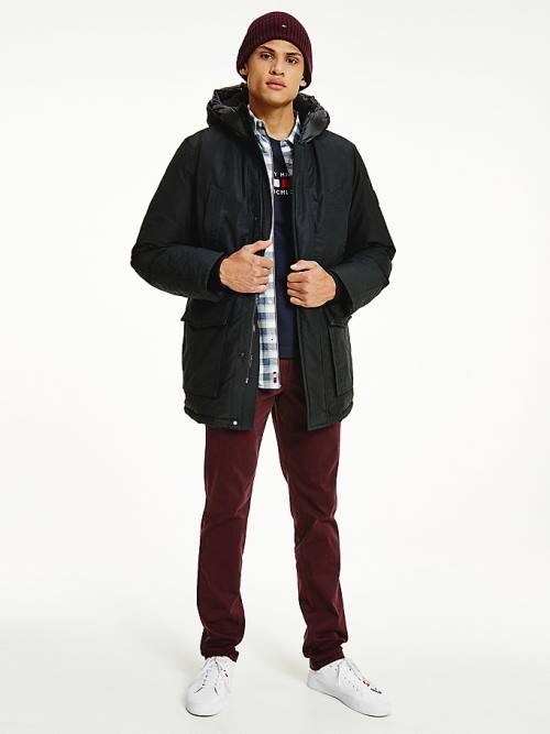 Tommy Hilfiger Dry Wax Filled Rockie Parka Moški Plašč Črna | TH205IWV