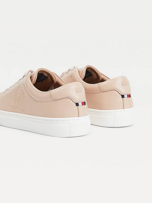 Tommy Hilfiger Elevated Crest Leather Ženske Superge Bež | TH650DXI