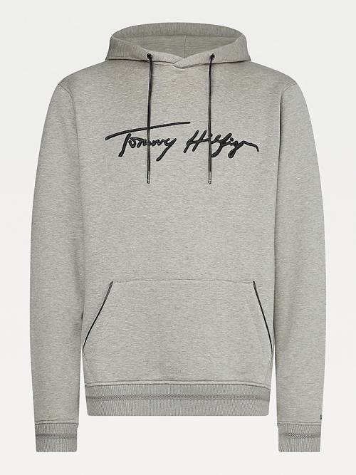 Tommy Hilfiger Elevated TH Signature Moški Pulover s kapuco Siva | TH625WCZ