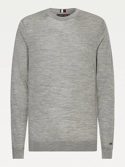 Tommy Hilfiger Elevated Wool Silk Jumper Moški Puloverji Siva | TH230LJD