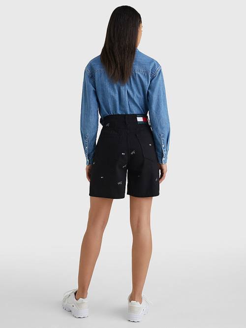 Tommy Hilfiger Embroidery Denim Mom Ženske Kratke Hlače Denim | TH108AUE