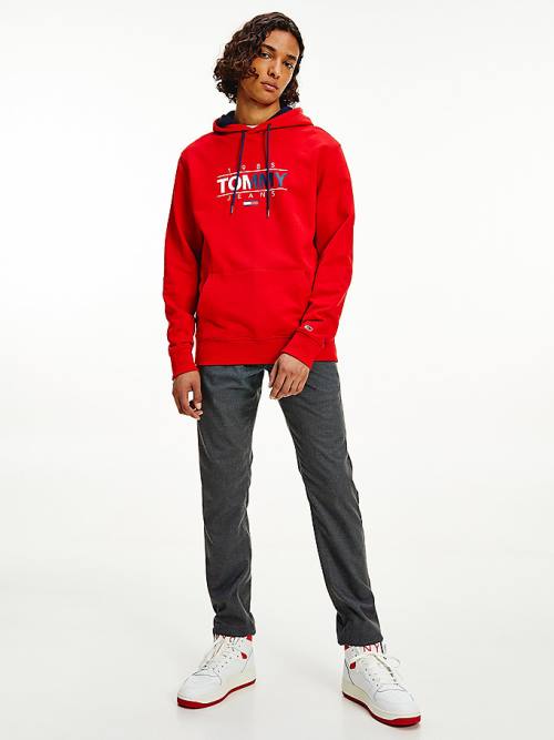 Tommy Hilfiger Essential Graphic Moški Pulover s kapuco Rdeča | TH628APS