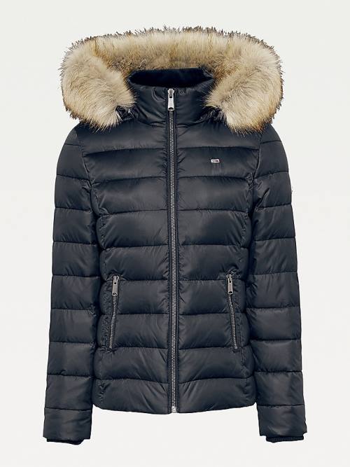 Tommy Hilfiger Essential Hooded Padded Ženske Jakne Črna | TH175LAT