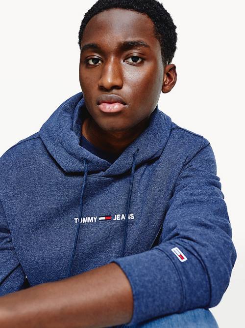 Tommy Hilfiger Essential Logo Moški Pulover s kapuco Modra | TH863WEJ