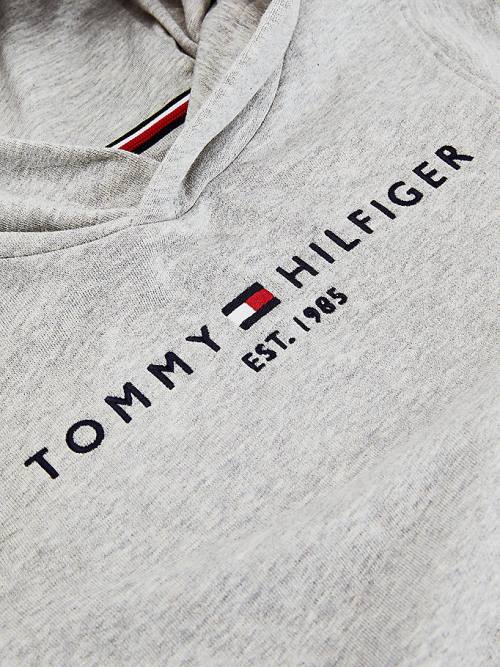 Tommy Hilfiger Essential Logo Organic Cotton Fantje Pulover s kapuco Siva | TH372UEW