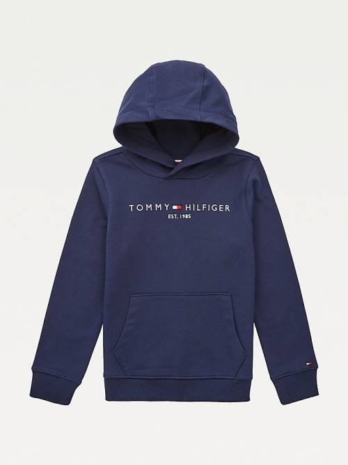 Tommy Hilfiger Essential Logo Organic Cotton Fantje Pulover s kapuco Modra | TH543PNM