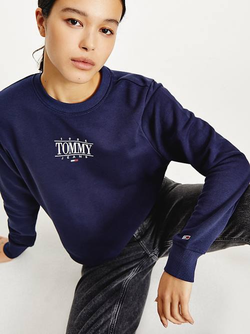 Tommy Hilfiger Essential Logo Ženske Pulover Modra | TH472DZR