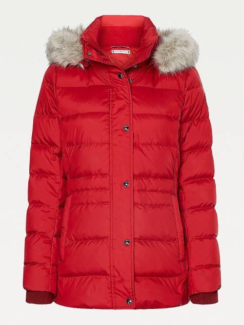 Tommy Hilfiger Essential Monogram Down-Filled Ženske Jakne Rdeča | TH605CRA