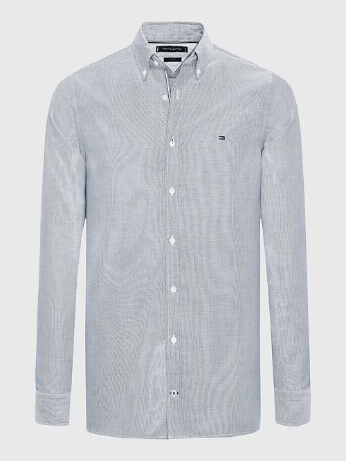 Tommy Hilfiger Essential Organic Cotton Dobby Slim Moški Srajce Modra | TH391CWZ