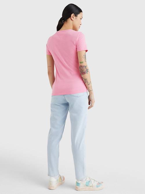 Tommy Hilfiger Essential Skinny Fit Logo Ženske Majice Roza | TH059CHP