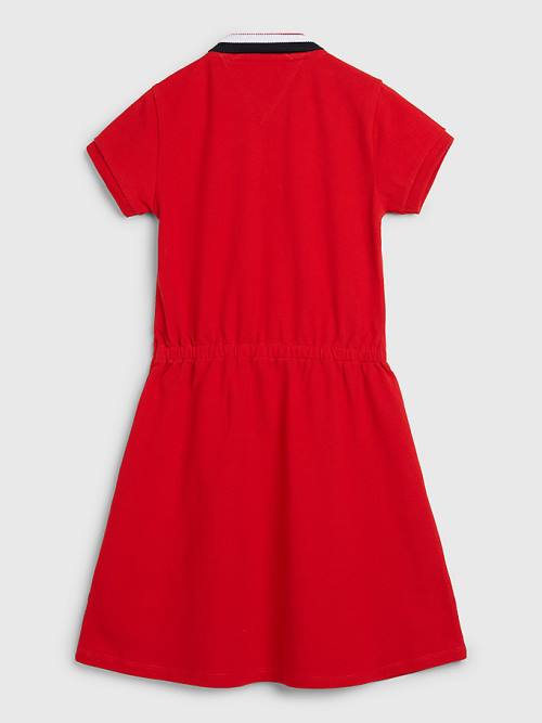 Tommy Hilfiger Essential Stripe Collar Polo Dekleta Obleke Rdeča | TH391KSU