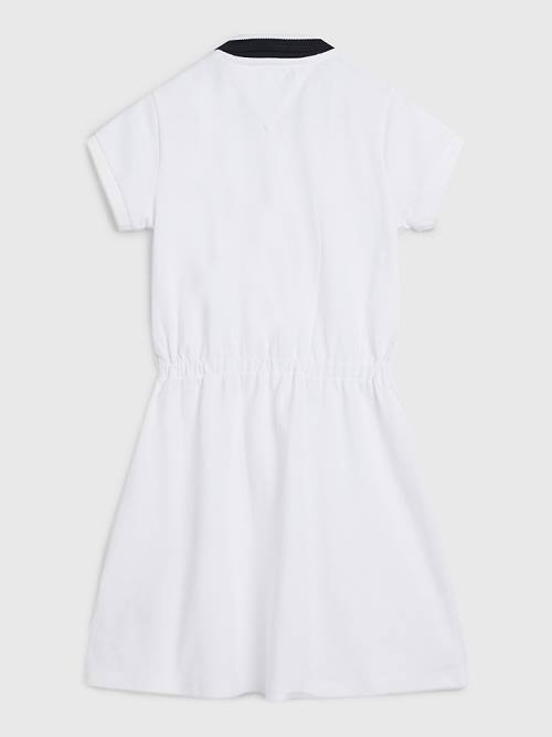 Tommy Hilfiger Essential Stripe Collar Polo Dekleta Obleke Bela | TH630XYU