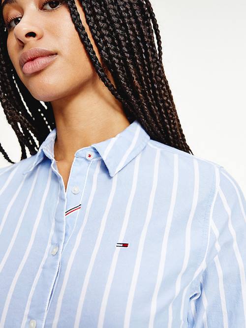 Tommy Hilfiger Essential Stripe Slim Fit Ženske Srajce Bela | TH073JGD