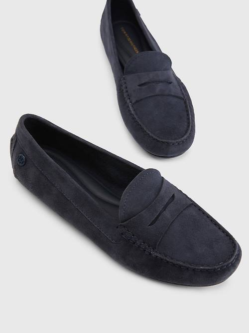 Tommy Hilfiger Essential Suede Moccasins Ženske Loafers Modra | TH832CNW
