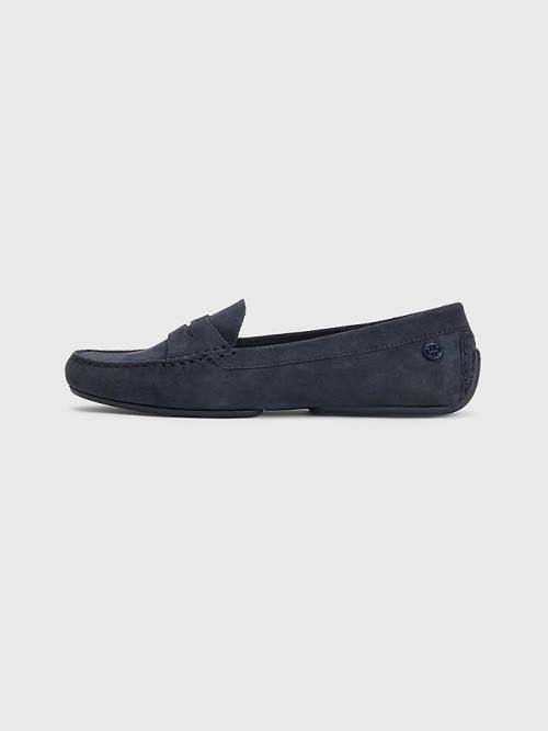 Tommy Hilfiger Essential Suede Moccasins Ženske Loafers Modra | TH832CNW
