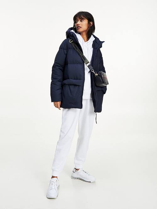 Tommy Hilfiger Essential TH Protect Padded Logo Coat Ženske Jakne Modra | TH124ETO
