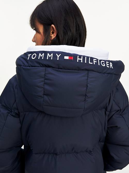 Tommy Hilfiger Essential TH Protect Padded Logo Coat Ženske Jakne Modra | TH124ETO