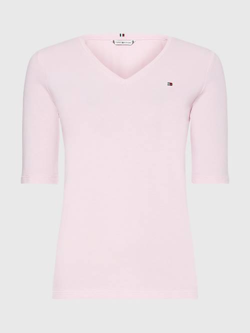 Tommy Hilfiger Essentials Slim Fit Half Sleeve Ženske Majice Roza | TH910KER
