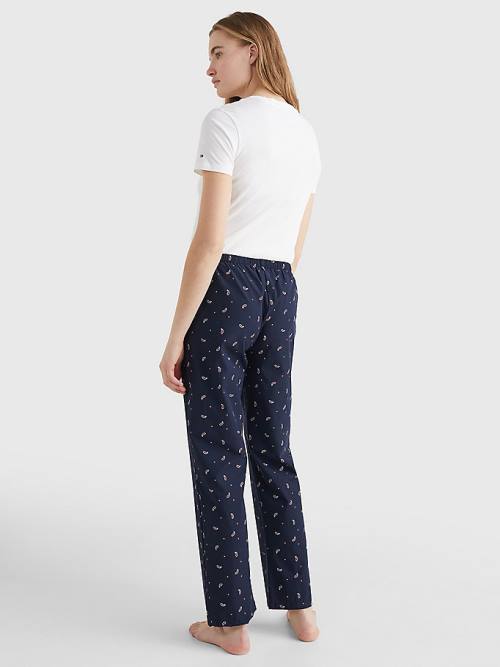 Tommy Hilfiger Exclusive Organic Cotton Print Ženske Hlače Modra | TH038XAS