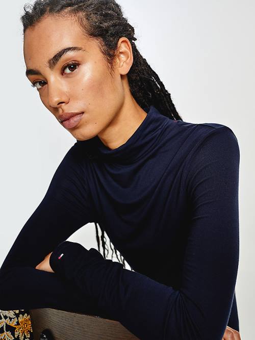 Tommy Hilfiger Extra Slim Fit Roll Neck Ženske Majice Modra | TH608YPS