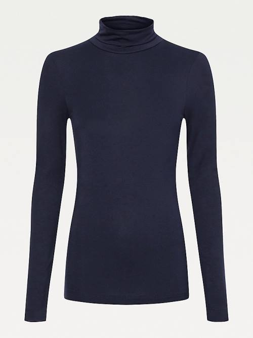 Tommy Hilfiger Extra Slim Fit Roll Neck Ženske Majice Modra | TH608YPS
