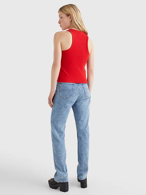 Tommy Hilfiger Feminine Ribbed Tank Top Ženske Majice Rdeča | TH518SXU