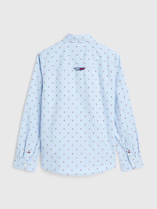 Tommy Hilfiger Flag Detail Oxford Dobby Fantje Srajce Modra | TH354GIO