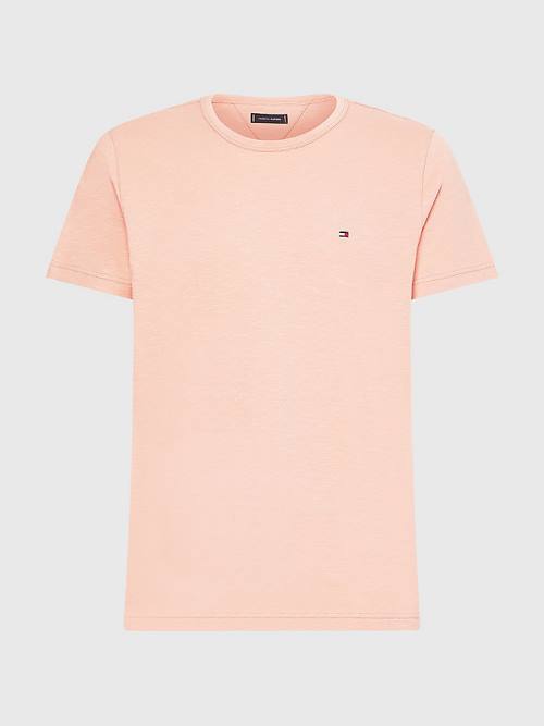 Tommy Hilfiger Flag Embroidery Moški Majice Oranžna | TH104ZNP