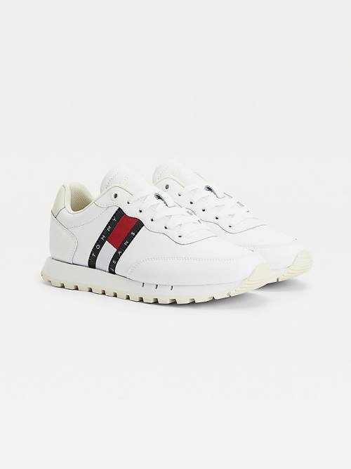 Tommy Hilfiger Flag Leather Ženske Superge Bela | TH095URO