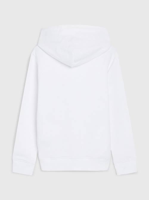 Tommy Hilfiger Flag Logo Fantje Pulover s kapuco Bela | TH968DRE