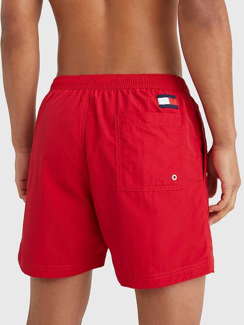 Tommy Hilfiger Flag Mid Length Drawstring Shorts Moški Kopalke Rdeča | TH628HKD