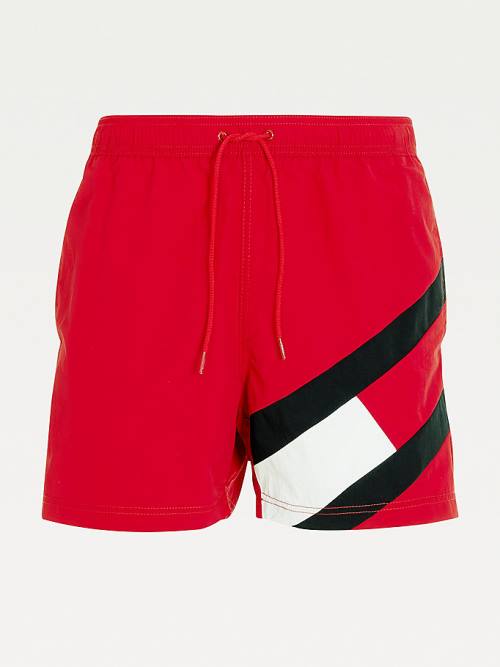 Tommy Hilfiger Flag Mid Length Drawstring Shorts Moški Kopalke Rdeča | TH628HKD