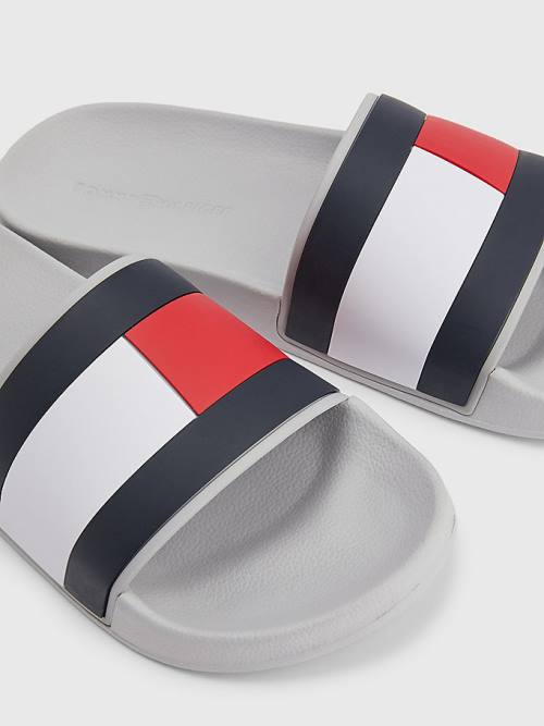 Tommy Hilfiger Flag Pool Slides Moški Sandali Siva | TH407SVN